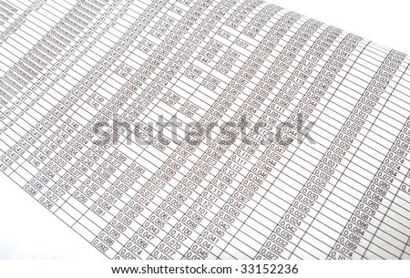 The table with number sequences for the economic activities analysis.