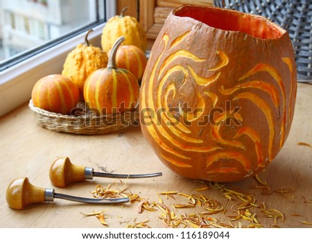 Pumpkin-lantern decorated a screw-thread to the holiday halloween