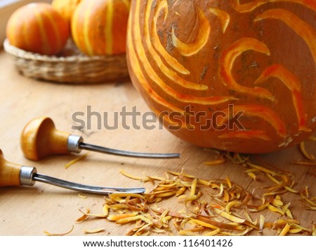 Pumpkin-lantern decorated a screw-thread to the holiday halloween