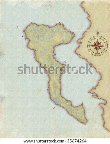 Modern age-old map of Corfu