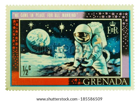 GRENADA, 1969: a stamp celebrating the moon landing, 1969