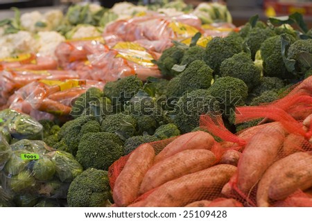 Fresh organic vegetables displayed in a store