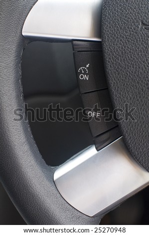 The commands on a steering wheel for cruise control