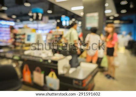 Blurred background : Supermarket store blur background with bokeh