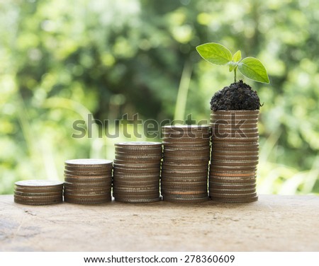 Coin increase in graph form. business concept,investment concept,growth concept,
