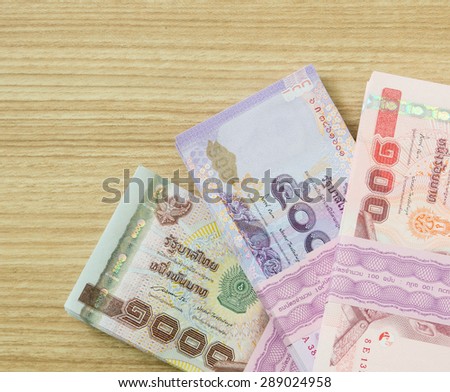 one Thousand,five hundred,one hundred  thai banknotes .  money concept