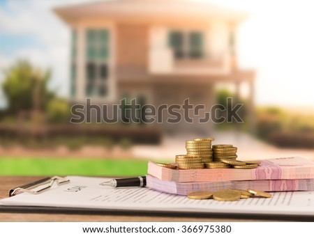 loan money with loans document. concept of mortgage, mortgage loans,credit for housing. soft focus.