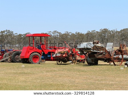 DUNOLLY, VICTORIA, AUSTRALIA - October 4, 2015: Dunolly\'s vintage tractor and engine rally, held at the old race course, hosted many historic engines and machines, tractors, trucks and cars