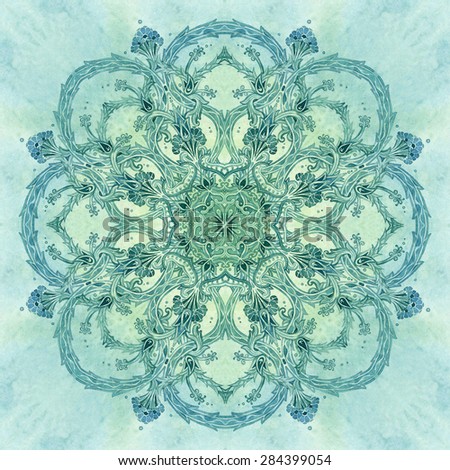 Watercolor illustration - winter garden (symmetrical pattern)
