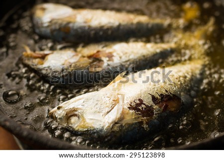 Fish from the sea in the Gulf Thailand pan fried in hot oil.