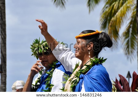 HONOLULU, HAWAII - MARCH 26: Native people march during the Prince Kuhio Celebration Commemorative Parade, March 26th, 2010 in Honolulu, Hawaii.