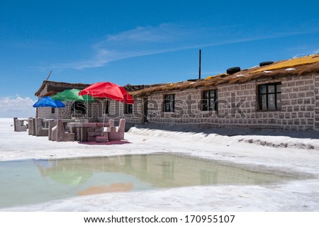 Hotel built of salt blocks, Uyuni (Bolivia)