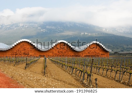 LAGUARDIA, SPAIN - APRIL 21: The modern winery of Ysios on April 21, 2011 in Laguardia, Basque Country, Spain. This modern winery, designed by Santiago Calatrava, was built in 2001.