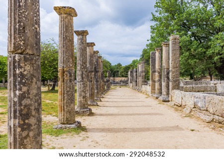 Palaistra (wrestling grounds), ruins of the ancient city of Olympia (Greece)