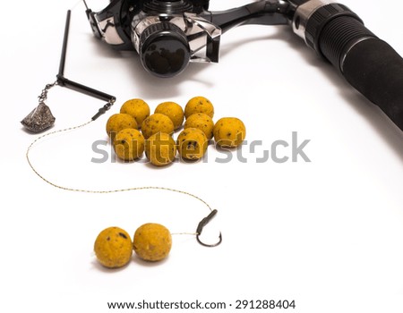 Boilies - Fishing Bait and accessories isolated on white