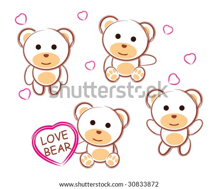 cute love heart pictures. stock vector : cute love teddy