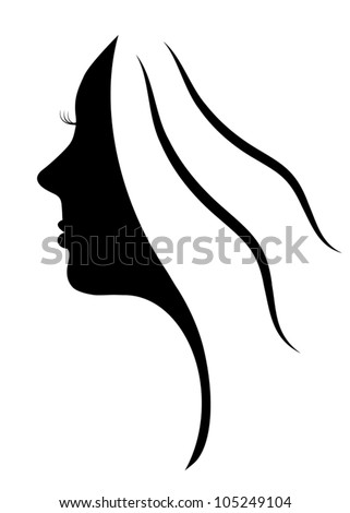 Beautiful Silhouette Of Young Woman, Woman Face Icon Stock Vector