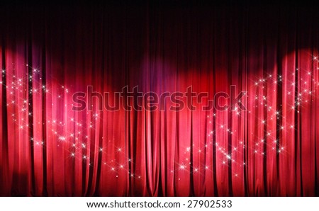 Red Curtains background. Theater curtains background.