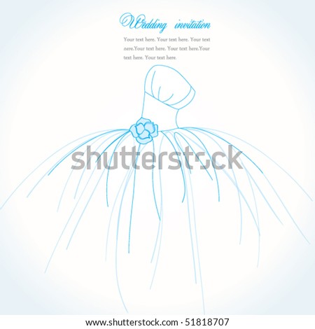 stock vector Blue wedding invitation or card
