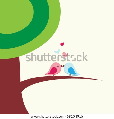 birds kissing,love card 2011