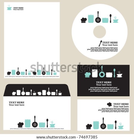 Kitchen Design Template on Business Template  Blue Kitchen Restaurant Cafe Set Stock Vector