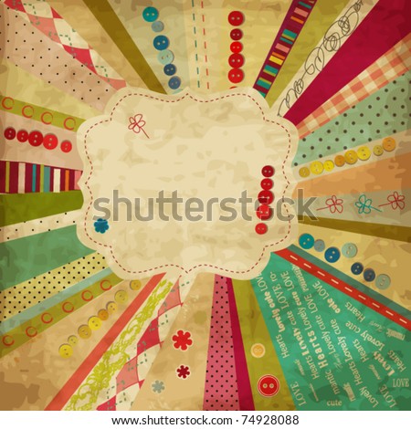 stock vector Scrap template of vintage worn distressed design with blank 