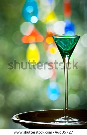 cocktail glass. Green cocktail glass with