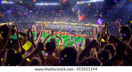 Fans on stadium game panorama view