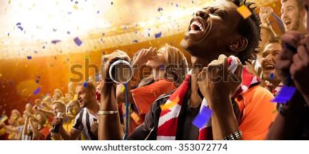 stadium black skin african soccer fans emotions portrait