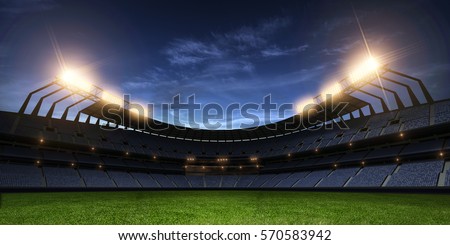 Stadium night light without people 3d render
