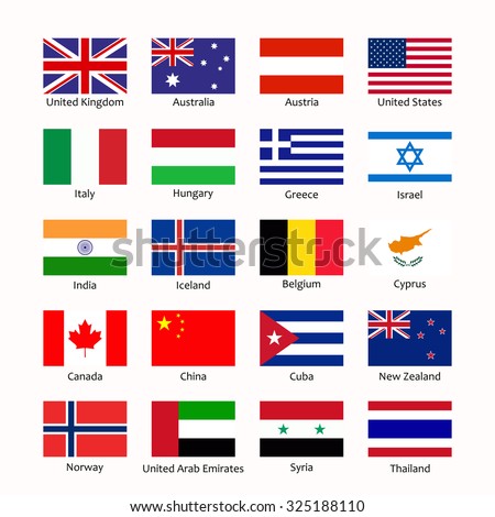 Simple Vector Flags Of The Different Countries. Flag Icons In Flat 