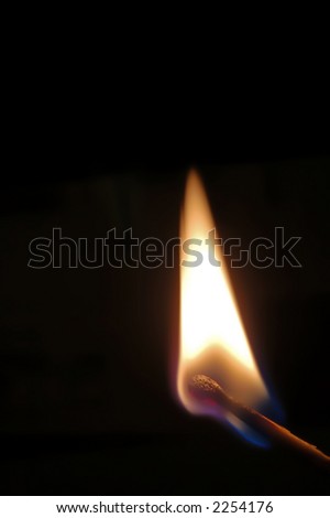 Isolated Picture of a burning match flame