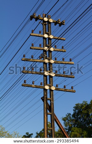 Train line cable, railway electric pole