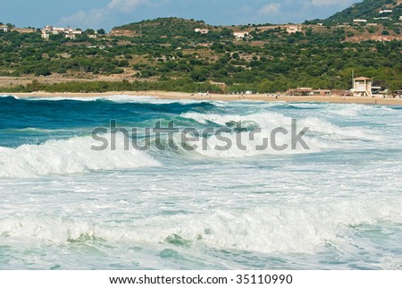 waves, water and surf in corsica coast