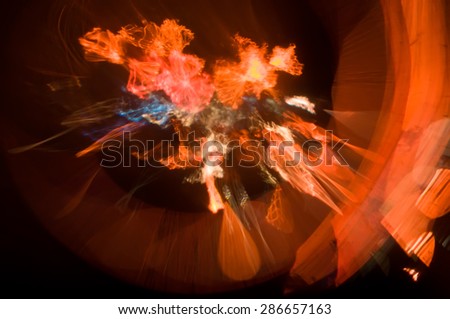 fire performer in the center of a fire circle Fractal Abstract,on black,
