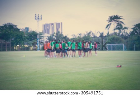 Abstract blur soccer team after practice background - vintage effect