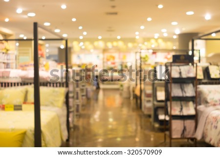 Abstract blur furniture department in mall as background
