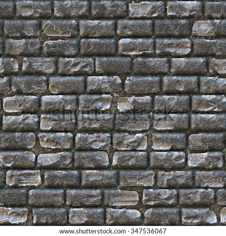 Seamless texture of dark gray brickwork.