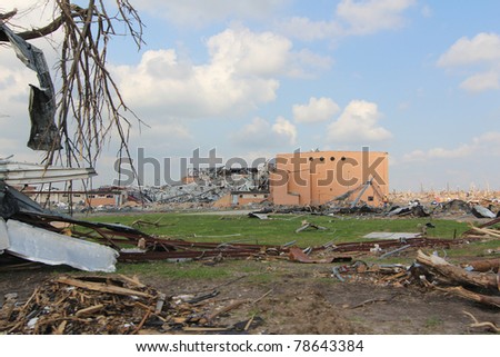 JOPLIN, MO - MAY 22: The school district of Joplin took a big hit with the near destruction of their only high school as well as a severely damaged elementary and jr. high school.. Joplin, MO, May 22, 2011