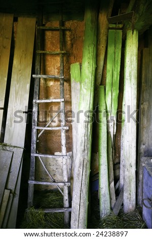 Old ladder in the barn