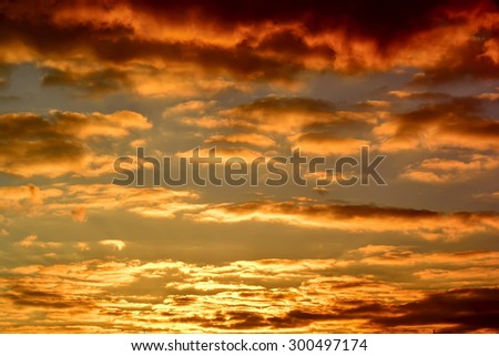 Beautiful view of the blue sky, white clouds, sunset