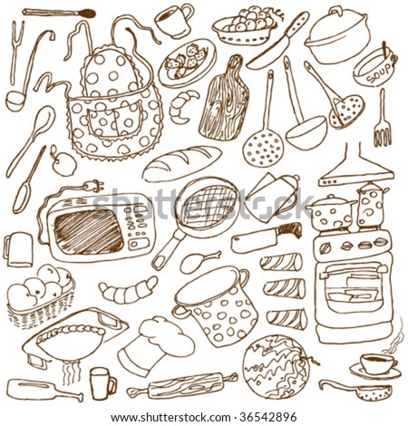 stock vector kitchen doodles