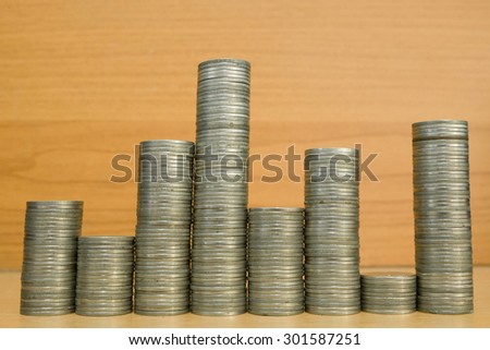 Finance and Money concept, Money coin growing graph