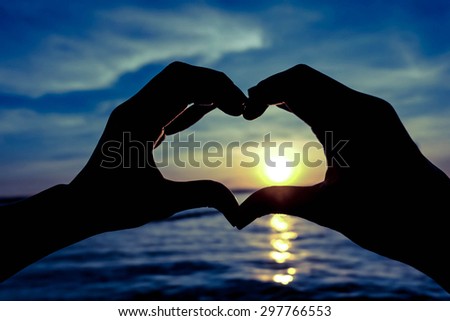 love and heart is isolated background and vintage background and strong sunlight before sunset