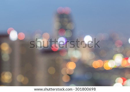 Blurry shot of night city scape in bangkok thailand.