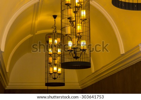 Beautiful lamp on the ceiling.