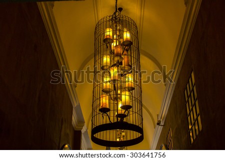 Beautiful lamp on the ceiling.