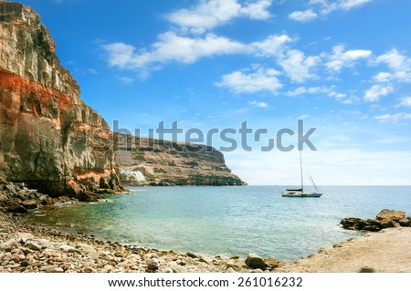 Seascape of coast of Puerto de Mogan. Gran Canaria. Canary Islands.