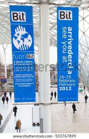 MILAN, ITALY - FEBRUARY 17: People enter BIT, International Tourism Exchange Exhibition on February 17, 2011 in Milan, Italy.