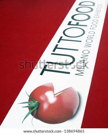 MILAN, ITALY - MAY 10: Tuttoffod brand at the entrance of regional and local food productions stands at Tuttofood 2009, World Food Exhibition May 10, 2011 in Milan, Italy.